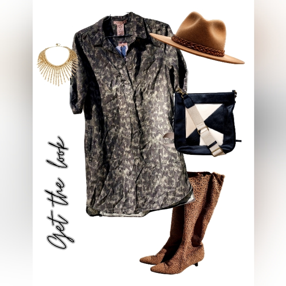 Philosophy Camouflage Collard Shirt Dress